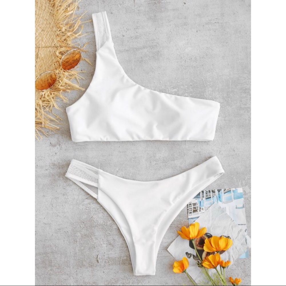 [zaful] • [mesh one shoulder bikini]